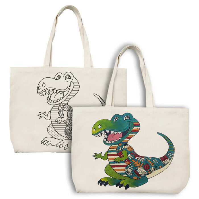 Dinosour premarked canvas tote bag