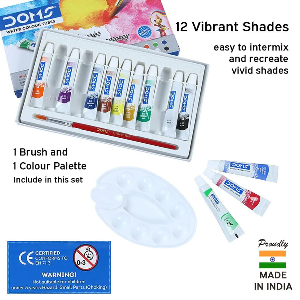 Doms WaterColour Tubes of 12 shades(5ml)