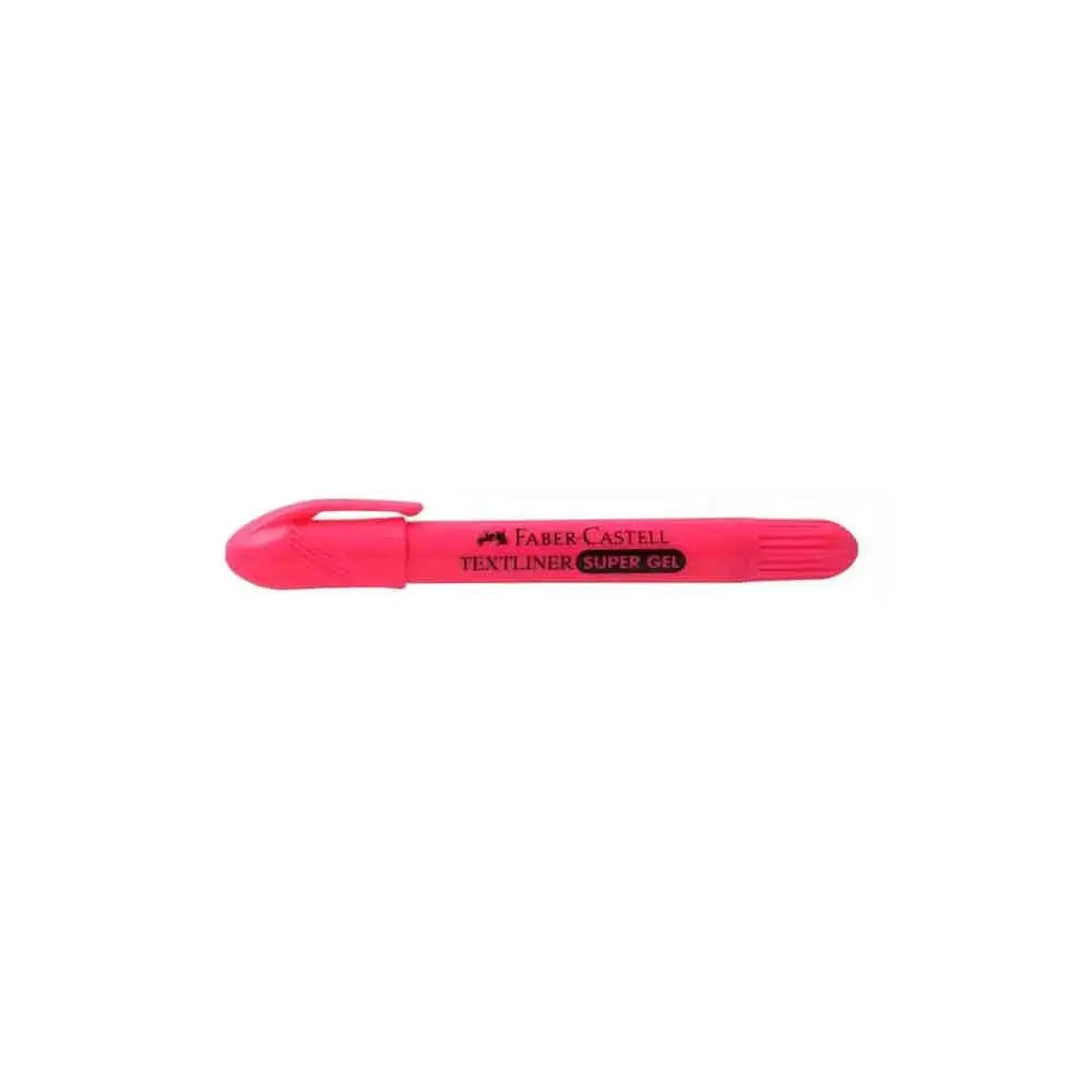 Faber-Castell Super Gel Highlighter, vibrant fluorescent gel highlighter with chisel tip, ergonomic design, and ink-free technology for clean, smooth highlighting on various paper types.