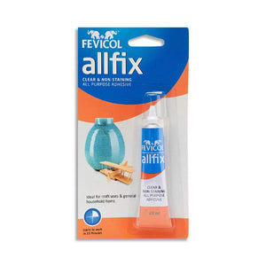 Fevicol-Allfix-Clear-_-Non-Stainning-Pidilite-1667632282.jpg Clear Pidilite Multi-Purpose Fevicol Allfix Adhesive 20ml tube, suitable for crafts and household repairs