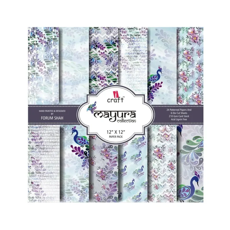 iCraft Paper Pattern 12×12 – MAYURA paper pattern sheet for crafting and scrapbooking