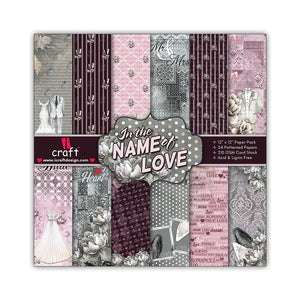iCraft Paper Pattern 12x12 - In The Name Of Love design showcasing vibrant colors and romantic motifs ideal for crafting.