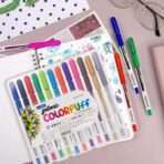 Linc Geltonic Colorpuff Multicolor Gel Pen 0.6-1.0mm Tip - Pack of 12 - Image 2