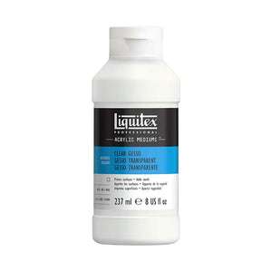 Liquitex Professional Clear Gesso 237ml bottle for transparent canvas priming with a matte finish for artists.
