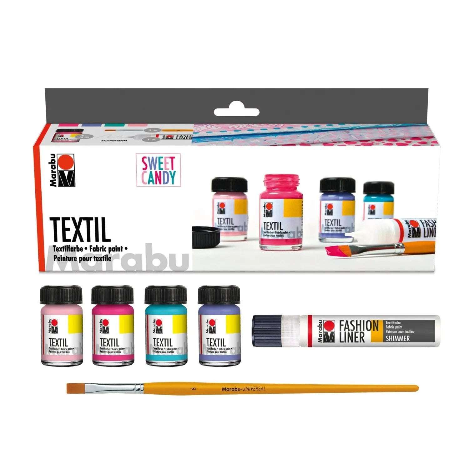 Marabu-Textil-Sweet-Candy-Colour-Trend-Set-Of-4-x-15-ML-Marabu-52106948.jpg Marabu Textil Sweet Candy - Colour Trend - Set Of 4 x 15 ML - Image 1
