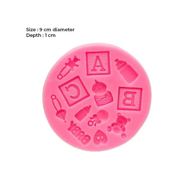 Pablo Art 12 Design ABC Baby Shower Pattern Silicone Mould