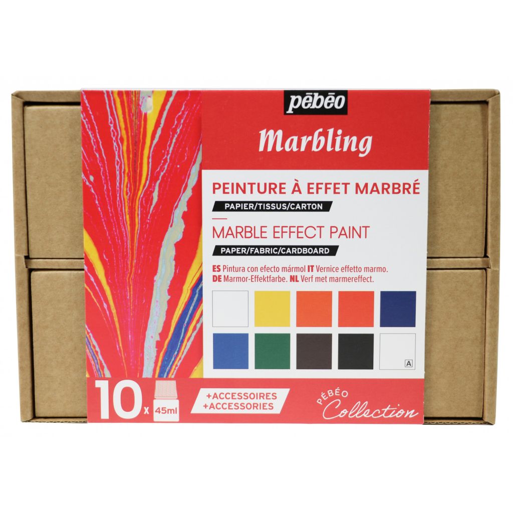 Pebeo Marbling Paint Assorted Collection Set 2 Pebeo Marbling Paint Assorted 10 x 45 ml - Collection Set