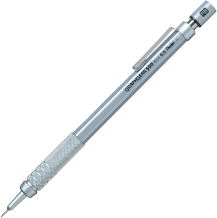 Pentel-Graph-Gear-500-Mechanical-Drafting-Pencil-0.5-mm-Silver-Body-Pentel
