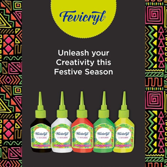 Pidilite Fevicryl 3D Outliners Fabric & Multi-Surface - Set of 5 Shades - Image 2