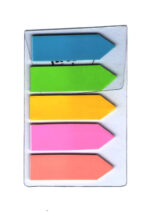Colorful 3M Post-it Arrow Highlighter Flags in a compact dispenser, perfect for marking and organizing notes, documents, and textbooks.