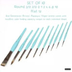 Stationerie Handcrafted Signature Hybrid Set Of 10 Icy Blue (2nd Gen Aquasync Bristle & Oval Grip Handle) - Image 2