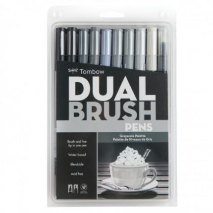 Tombow Dual Brush Pens Art Markers- Grayscale Palette