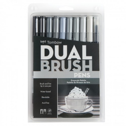 Tombow Dual Brush Pens Art Markers- Grayscale Palette