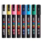 Uniball Posca 5M Markers with Medium Point Pen Tips for Fabric, Glass Paint, Metal Paint