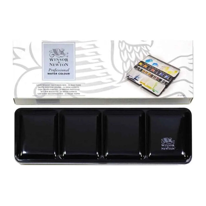 Winsor and Newton Professional Water Colour Lightweight Sketchers Box - 24 Half Pans - Image 1