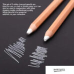 Worison White Charcoal Pencil Set 6mm for Dark or Tinted Paper