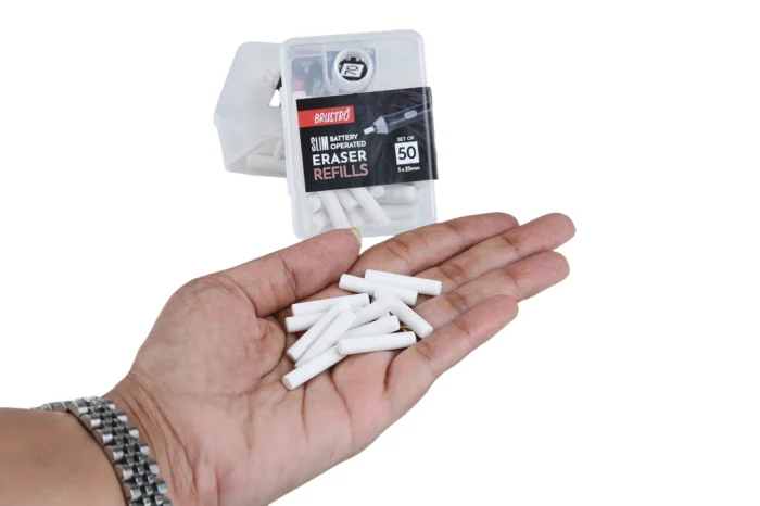 BRUSTRO Slim Battery Operated Eraser Refills (Set of 50 & 70 Pieces) - Image 2