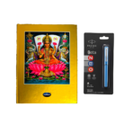 Navneet Dhan Laxmi ruled notebook with a gold-accented Laxmi design and Parker Beta Neo Chrome Trim Ball Pen, perfect for personal use and gifting.