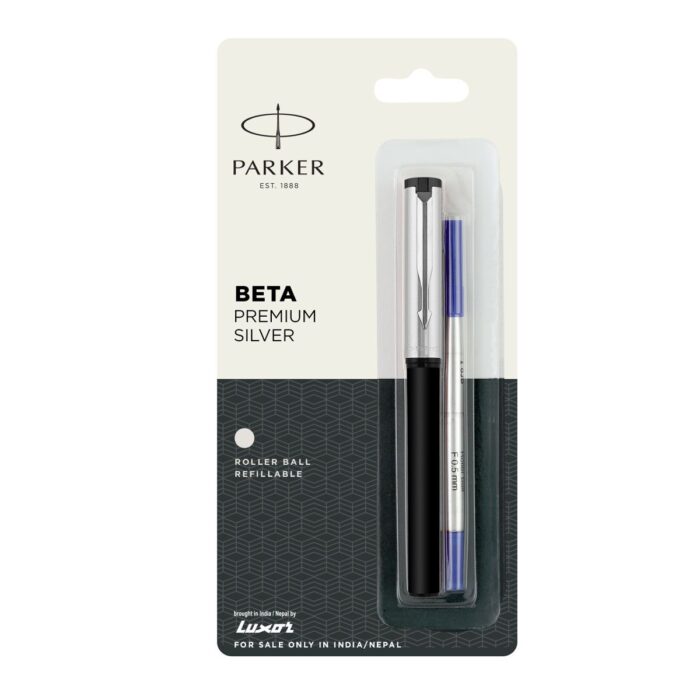 Parker Beta Premium Roller Ball Pen Chrome Trim Silver Finish Cap