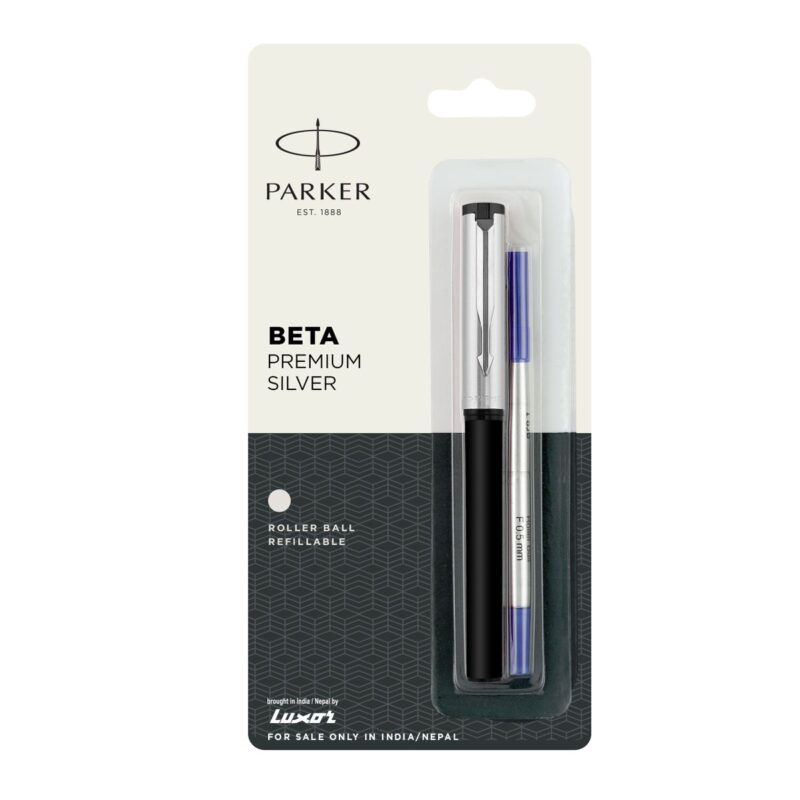 Parker Beta Premium Roller Ball Pen Chrome Trim Silver Finish Cap
