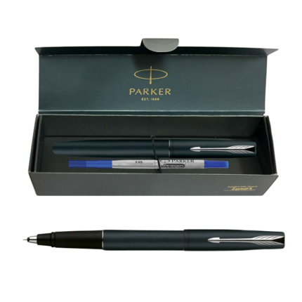 Parker Frontier Matte Black Chrome Trim Roller Ball Pen