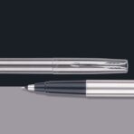 Parker Frontier Stainless Steel | Chrom Trim | Roller Ball Pen | Refillable (Pack of 1, Ink - Blue) | Well-suited for gift-giving | Leading pen for corporate and student needs