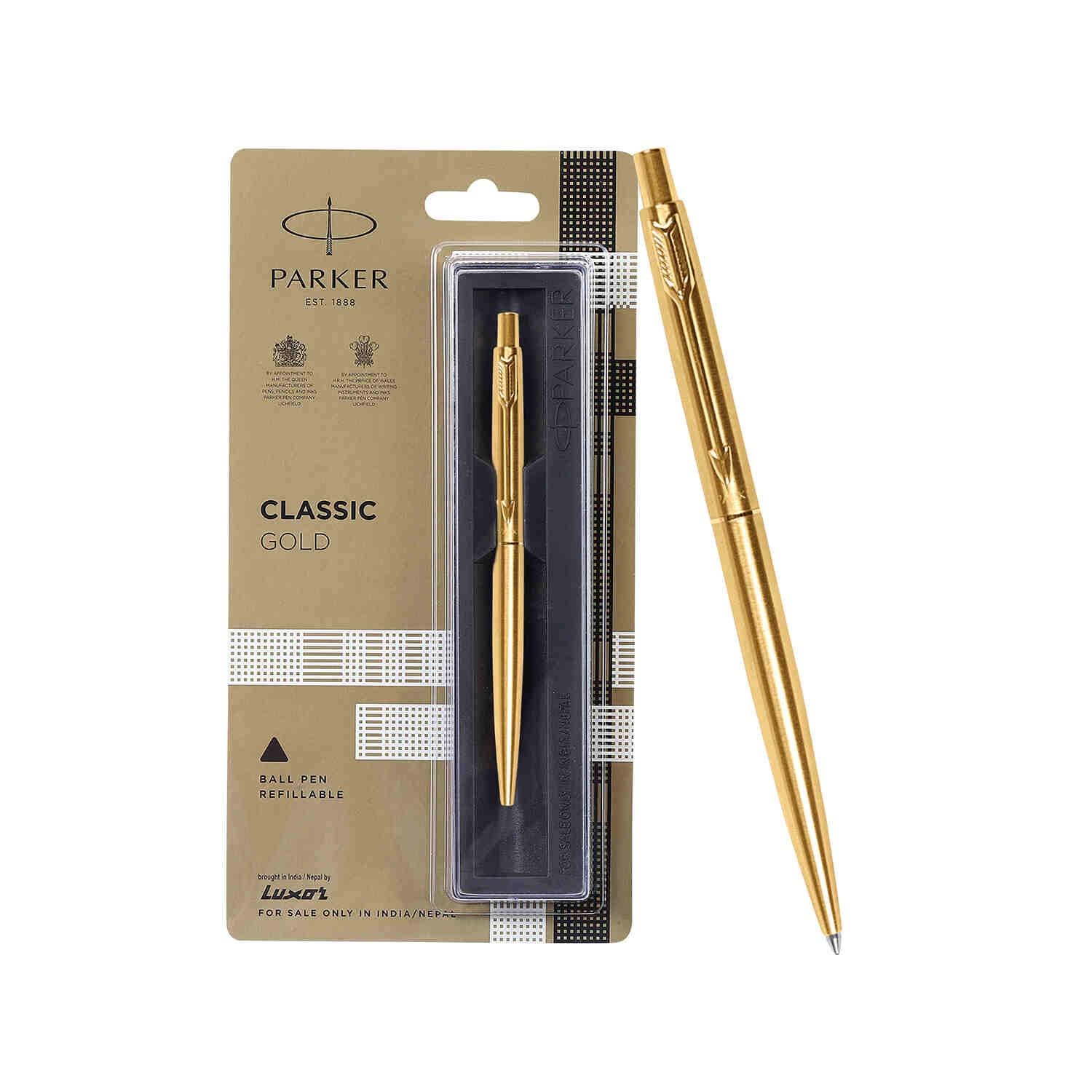 WP36154-5 Parker Classic Stainless Steel Gold Trim Ball Pen - Image 1