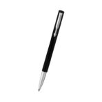 Parker Vector Gift Set Vector Chrome Trim Black Roller Ball Pen with Black Card Holder (Ink - Blue)