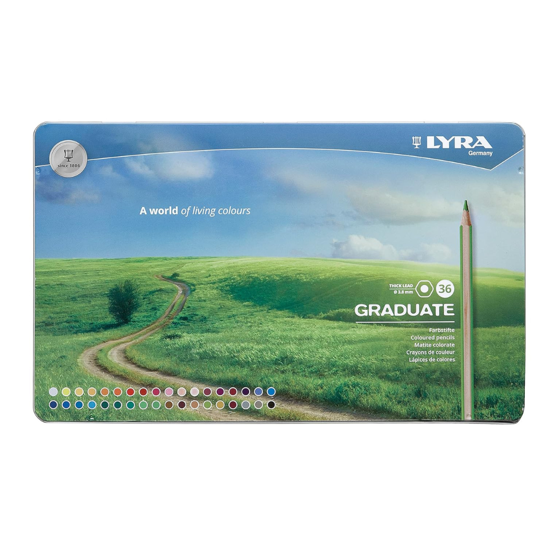 1 LYRA GERMANY Graduate Colour Pencil Set with Metal Case (Assorted, Pack of 36)
