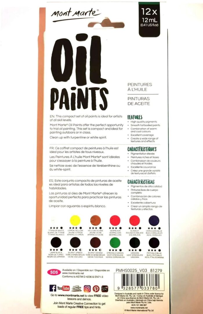 MONT MARTE Oil Paint 12 pcs - Image 2