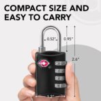 TSA Approved 4-Digit Combination Padlocks – Keyless Luggage, Gym, School Locker & Outdoor Travel Locks (Black) Pack of 4 - Image 4