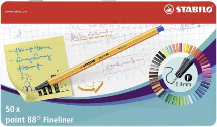 Stabilo Point 88 - Fineliner Pens - Metal Box of 50 Assorted Colours