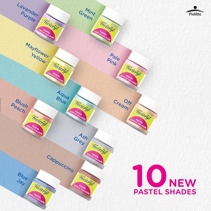 Fevicryl Acrylic Colours Pastel Kit | 10 Colours x 15 ml - Image 3