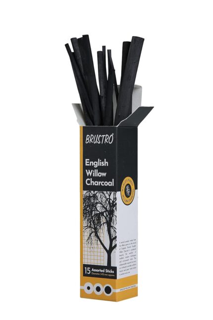 BRUSTRO English Willow Charcoal Assorted 15 Sticks