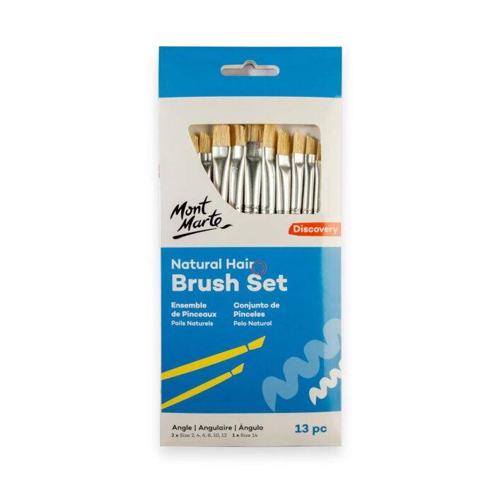 Mont Marte Natural Hair Flat & Angle Combo Brush Set 13 - Image 1