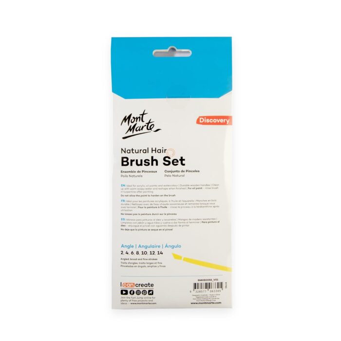 Mont Marte Natural Hair Flat & Angle Combo Brush Set 13 - Image 2