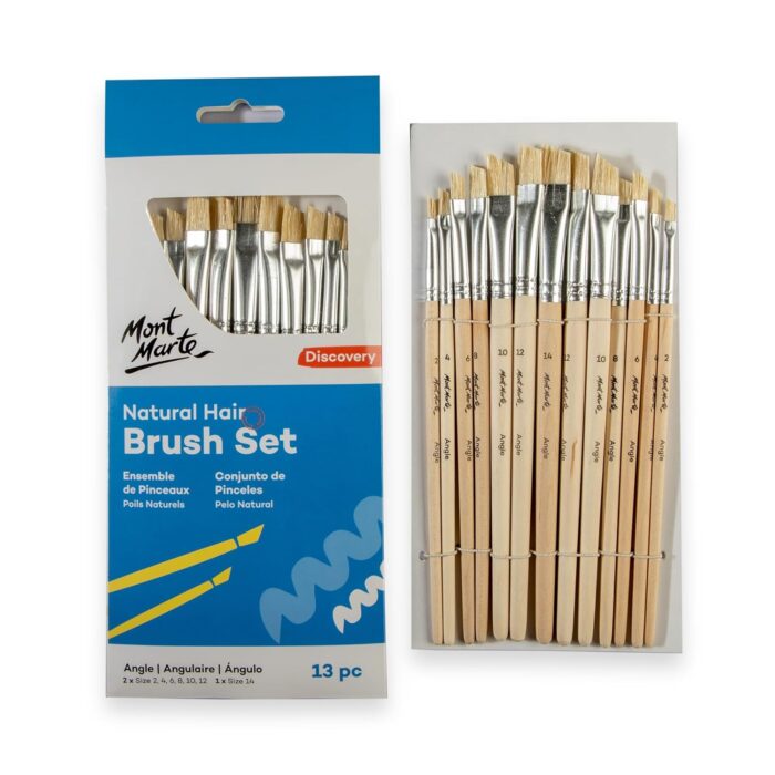 Mont Marte Natural Hair Flat & Angle Combo Brush Set 13 - Image 3