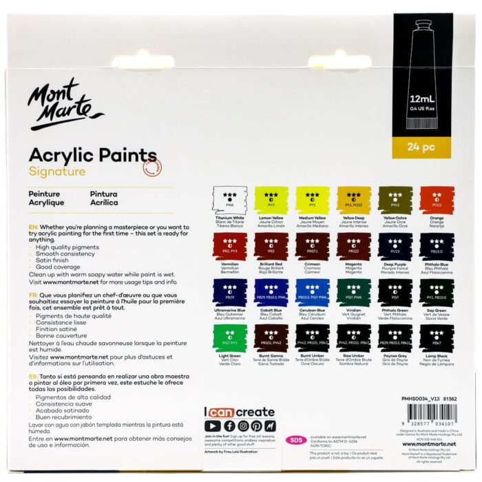 Mont Marte Acrylic Paints Signature 12ml 24pcs - Image 2