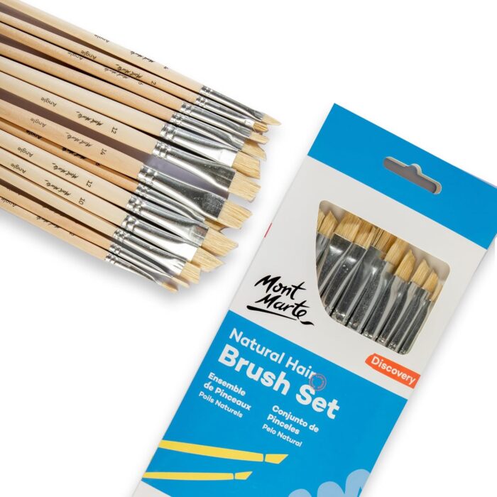 Mont Marte Natural Hair Flat & Angle Combo Brush Set 13 - Image 4