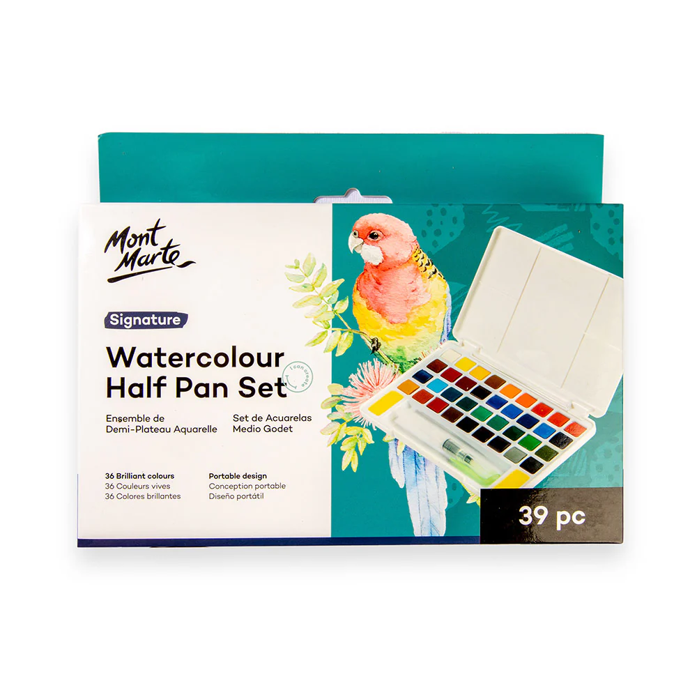 Mont Marte Watercolour Half Pan Set of 39 Mont Marte Watercolour Half Pan Set of 39