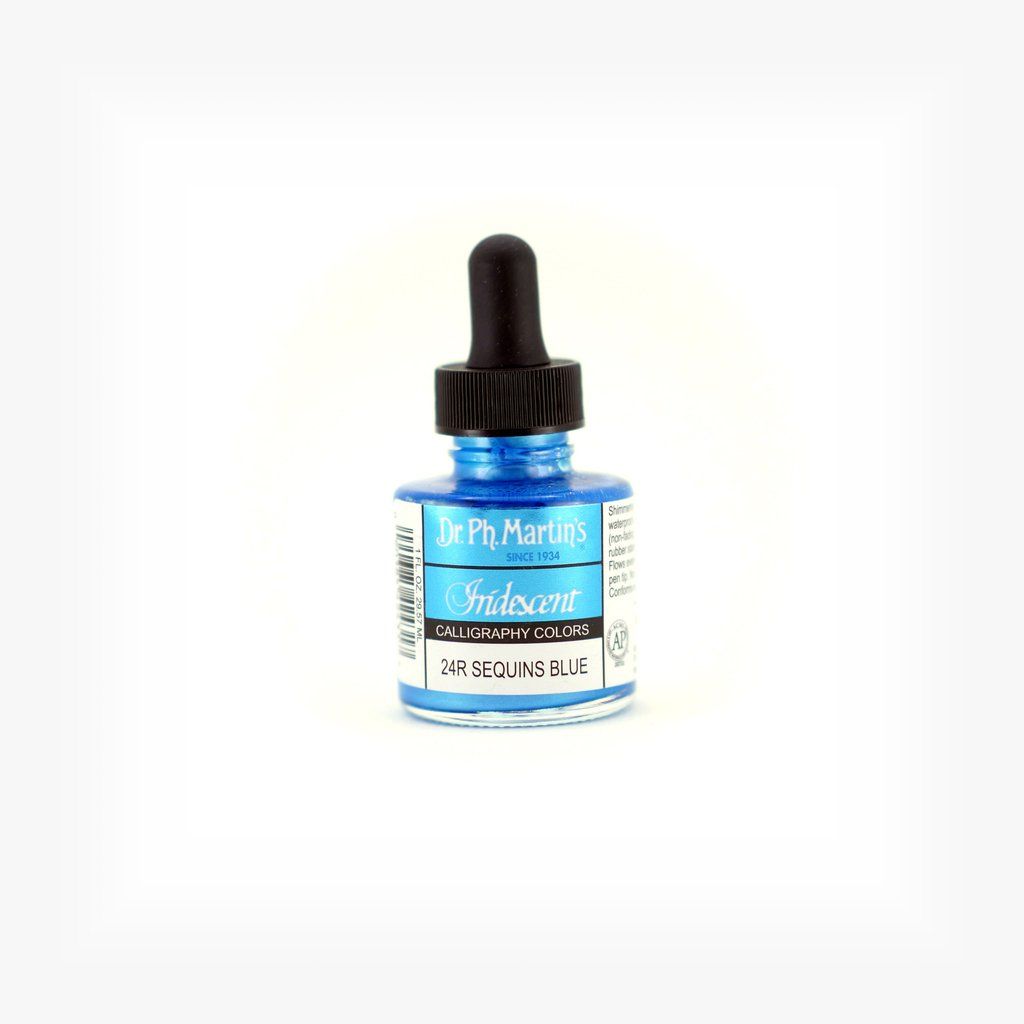 Dr. Ph Martin`s Iridescent Calligraphy Colors Sequins Blue 30 ML Dr. Ph. Martin's Iridescent Calligraphy Colors Paint - 30 ML Bottle - Sequins Blue (24R)