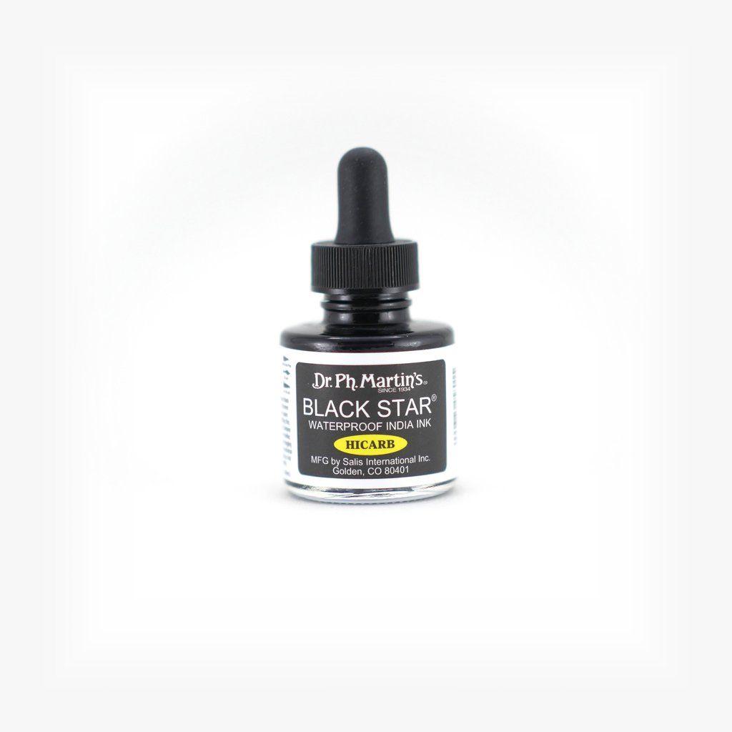 Dr. Ph. Martin`s BLACK STAR HICARB Waterproof India Ink Dr. Ph. Martin's BLACK STAR HICARB Waterproof India Ink - 30 ml Bottle
