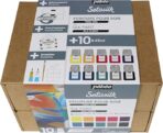 Pebeo Setasilk Water-Based Fabric Paint for Silk – 10 Vibrant Colors (45ml) with Brush