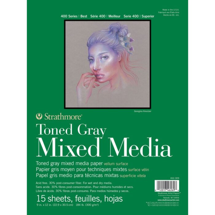 Strathmore 400 Series Toned Gray Mixed Media Pad – 9" x 12", 300 GSM, 15 Sheets