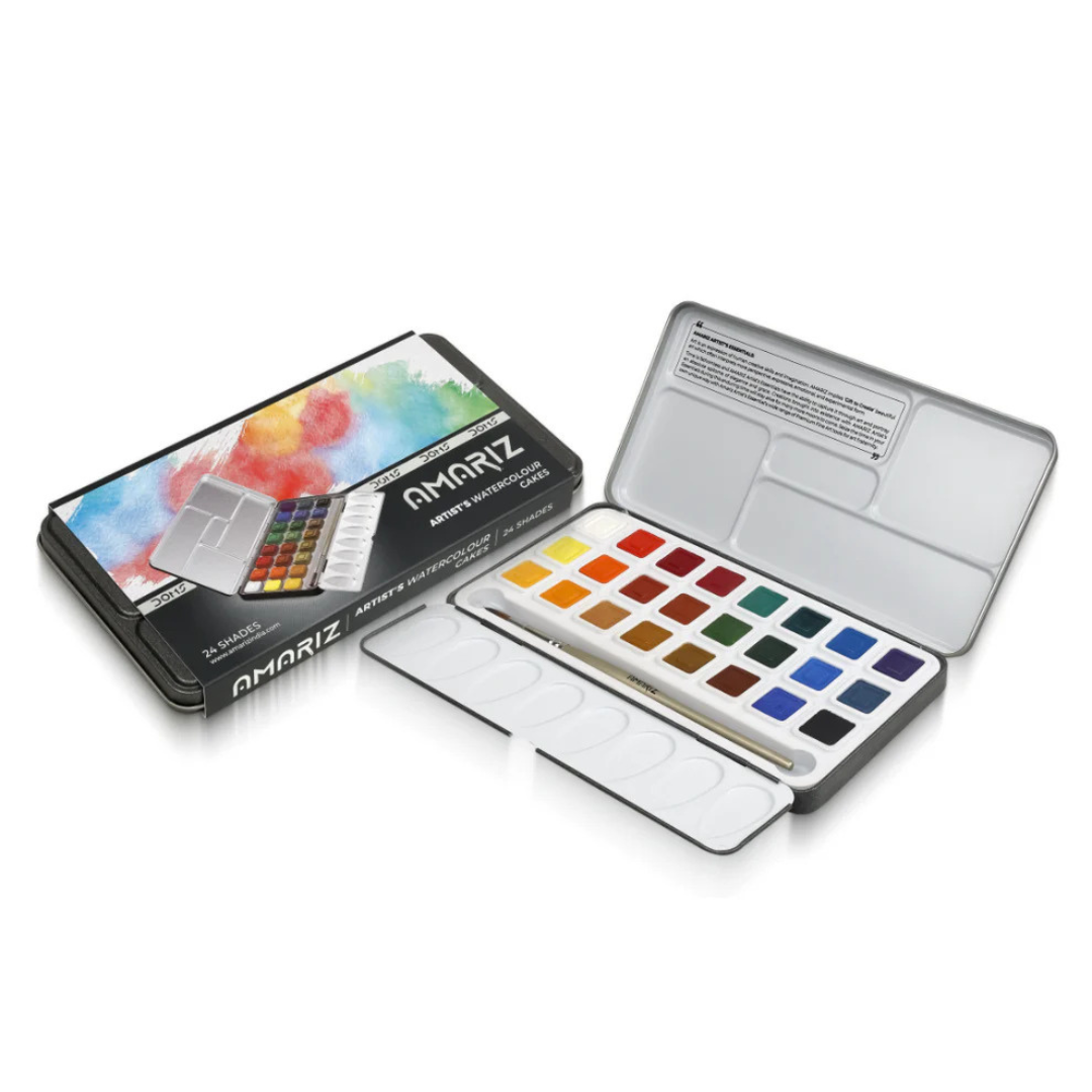 Artist Watercolor Cakes (24 Shades)(Metal Tin Pack) (1) Doms Amariz Artist Watercolor Cakes 24 Shades Metal Tin Pack