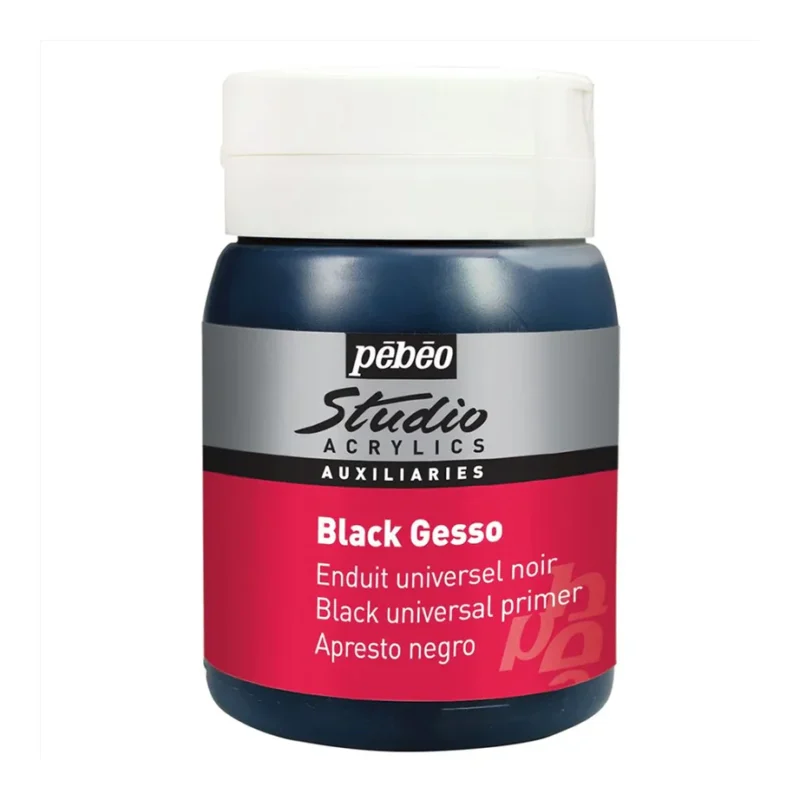 Pebeo Studio Acrylics Auxiliaries Gesso - Black - 500 ml