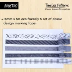 Brustro Timeless Patterns Washi Tapes (Set of 5 | 15mm x 5m)