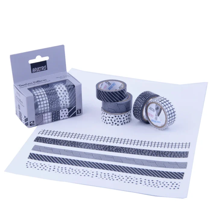 Brustro Timeless Patterns Washi Tapes (Set of 5 | 15mm x 5m)