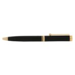 Arista | Ballpoint Pen | Black With Gold Trim | With Gold Chrome Table Clock