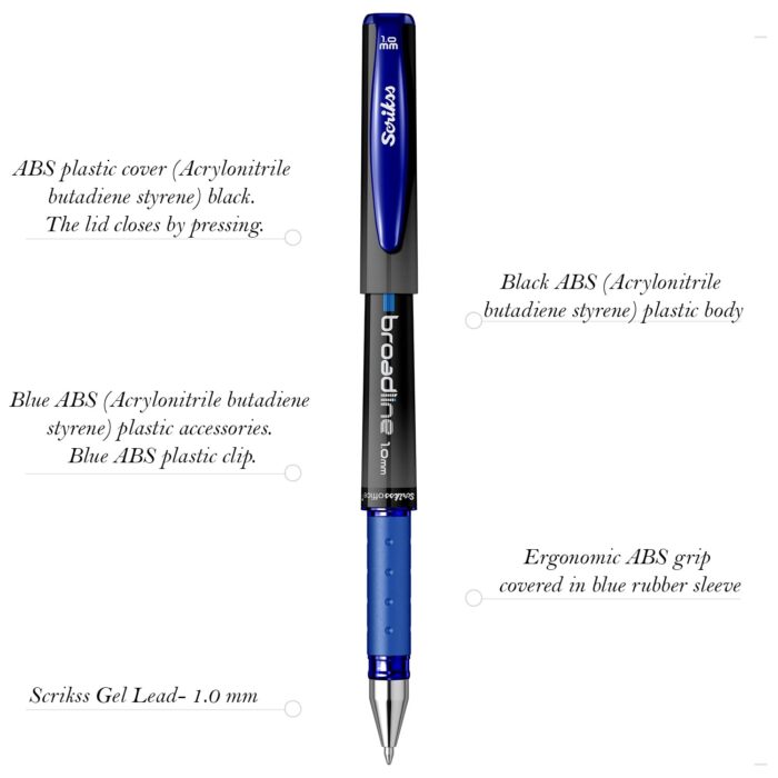 Scrikss | Office Broadline | 0.1mm | Gel Pen | Blue | Pack Of 12